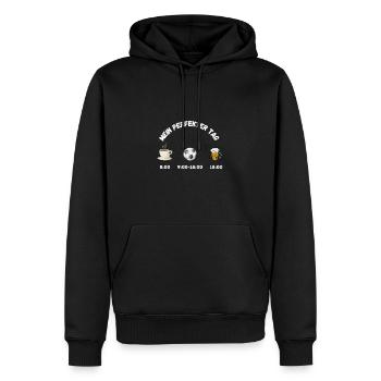 My Perfect Day: Football, Coffee, Beer Funny - Men’s Premium Organic Hoodie - black - Front - Nico (187cm)