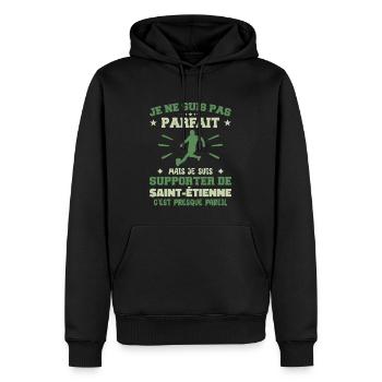 Je suis supporter de Saint Étienne - Sweat à capuche Premium bio Homme - noir - Devant - Nico (187cm)