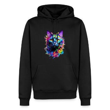 Chat domestique peint en noir - Sweat à capuche Premium bio Homme - noir - Devant - Nico (187cm)