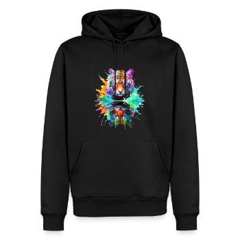 Bemalte Tiger-Reflexion - Männer Premium Bio Hoodie - Schwarz - Vorne - Nico (187cm)