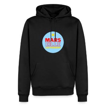 MARSEILLE FOOT 26 MAI 1993 CHAMPION HISTOIRE - Sweat à capuche Premium bio Homme - noir - Devant - Nico (187cm)