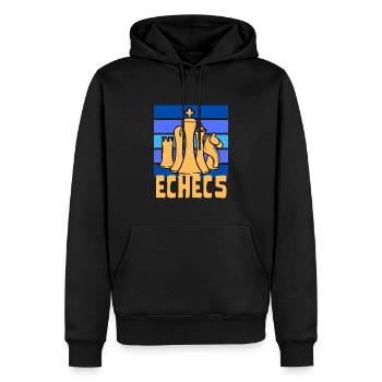 échec pièces et jeu bleu chess - Sweat à capuche Premium bio Homme - noir - Devant - Nico (187cm)