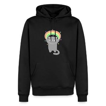 Katzen Regenbogen Weihnachtsoutfit - Männer Premium Bio Hoodie - Schwarz - Vorne - Nico (187cm)