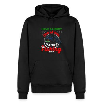 Avoir une tenue de pêche joyeuse - Sweat à capuche Premium bio Homme - noir - Devant - Nico (187cm)