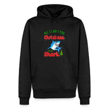 Tout ce que je veux pour Noël, c’est un requin - Sweat à capuche Premium bio Homme - noir - Devant - Nico (187cm)