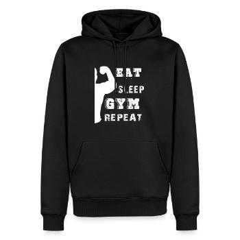 Manger du sommeil gym répéter Tenue - Sweat à capuche Premium bio Homme - noir - Devant - Nico (187cm)