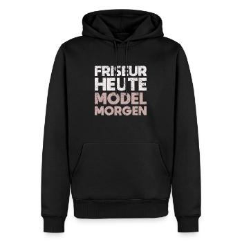 Friseur Heute, Model Morgen - Männer Premium Bio Hoodie - Schwarz - Vorne - Nico (187cm)