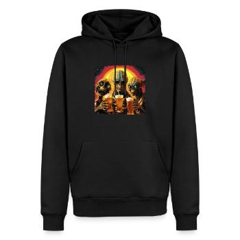 Drei lustige Aliens auf Urlaub, Alien Selfie Stars - Männer Premium Bio Hoodie - Schwarz - Vorne - Nico (187cm)