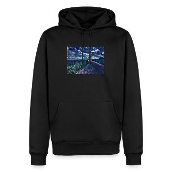 Midnight - Männer Premium Bio Hoodie - Schwarz - Vorne - Nico (187cm)