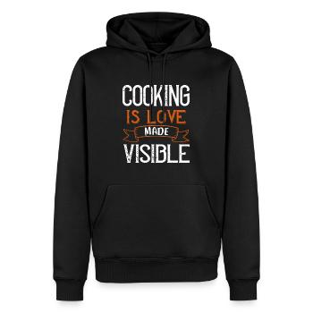Cuisiner est l’amour rendu visible - Hobbykoch Spruch - Sweat à capuche Premium bio Homme - noir - Devant - Nico (187cm)
