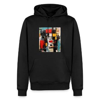 STREET ART ABSTRAKTION - Männer Premium Bio Hoodie - Schwarz - Vorne - Nico (187cm)