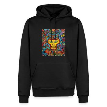 STREET ART SCHÄDEL - Männer Premium Bio Hoodie - Schwarz - Vorne - Nico (187cm)