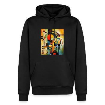 ABSTRAKTION VIBRATION - Männer Premium Bio Hoodie - Schwarz - Vorne - Nico (187cm)