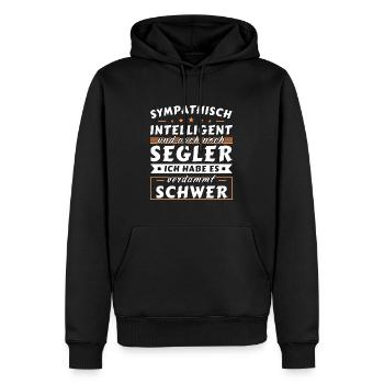 Sympathisch und intelligent - Segler Edition - Männer Premium Bio Hoodie - Schwarz - Vorne - Nico (187cm)