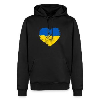 Ukraine Heart Support - Men’s Premium Organic Hoodie - black - Front - Nico (187cm)