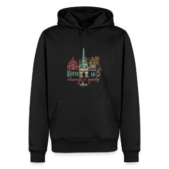 Paris is always a good idea - Männer Premium Bio Hoodie - Schwarz - Vorne - Nico (187cm)