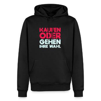 Kaufen Oder Gehen Ihre Wahl - Männer Premium Bio Hoodie - Schwarz - Vorne - Nico (187cm)