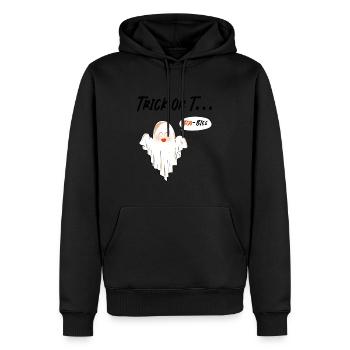 Trick or T... | Lustiger Geist mit Boo-bies Spruch - Männer Premium Bio Hoodie - Schwarz - Vorne - Nico (187cm)