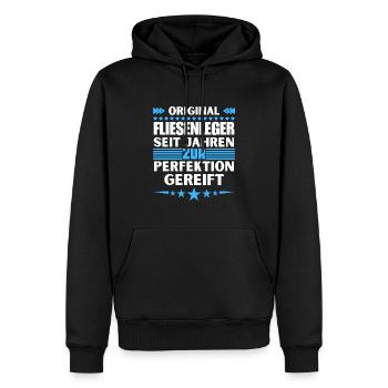 Zur Perfektion gereifter Fliesenleger - Männer Premium Bio Hoodie - Schwarz - Vorne - Nico (187cm)