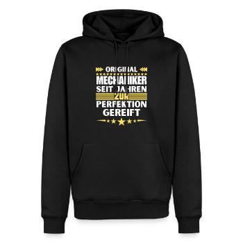 Mechanics matured to perfection - Men’s Premium Organic Hoodie - black - Front - Nico (187cm)