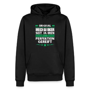 Mechanics matured to perfection - Men’s Premium Organic Hoodie - black - Front - Nico (187cm)