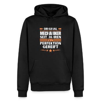 Mechanics matured to perfection - Men’s Premium Organic Hoodie - black - Front - Nico (187cm)