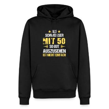 At 50, good-looking welder - Men’s Premium Organic Hoodie - black - Front - Nico (187cm)