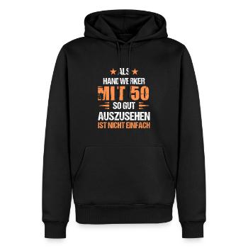 At 50 handsome craftsman - Men’s Premium Organic Hoodie - black - Front - Nico (187cm)
