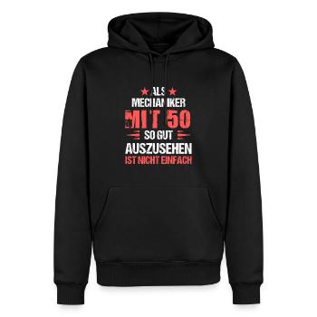 With 50 good-looking mechanic - Men’s Premium Organic Hoodie - black - Front - Nico (187cm)