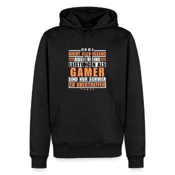 Unmatched performance as a gamer - Men’s Premium Organic Hoodie - black - Front - Nico (187cm)