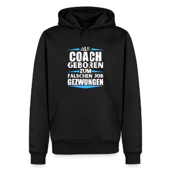 Coach landed in the wrong job - Men’s Premium Organic Hoodie - black - Front - Nico (187cm)