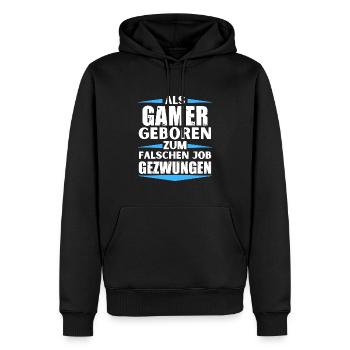 Gamer landed in the wrong job - Men’s Premium Organic Hoodie - black - Front - Nico (187cm)
