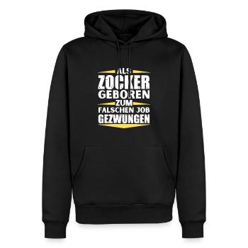 Gambler landed in the wrong job - Men’s Premium Organic Hoodie - black - Front - Nico (187cm)