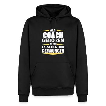 Coach landed in the wrong job - Men’s Premium Organic Hoodie - black - Front - Nico (187cm)