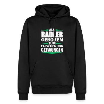 Cyclist landed in the wrong job - Men’s Premium Organic Hoodie - black - Front - Nico (187cm)