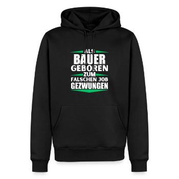 Farmer landed in the wrong job - Men’s Premium Organic Hoodie - black - Front - Nico (187cm)