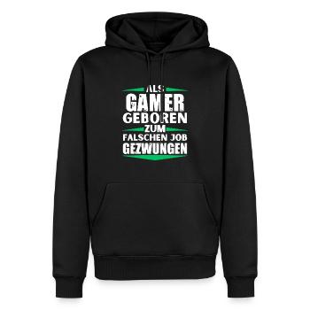 Gamer landed in the wrong job - Men’s Premium Organic Hoodie - black - Front - Nico (187cm)