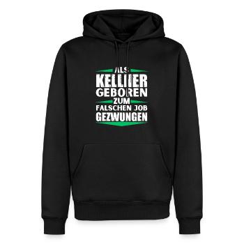 Waiter landed in the wrong job - Men’s Premium Organic Hoodie - black - Front - Nico (187cm)