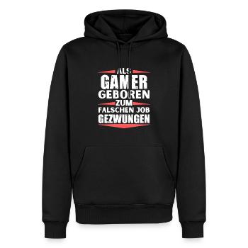 Gamer im falschen Job gelandet - Männer Premium Bio Hoodie - Schwarz - Vorne - Nico (187cm)