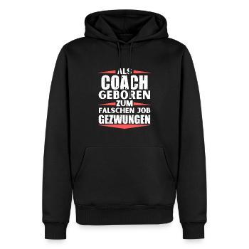 Coach im falschen Job gelandet - Männer Premium Bio Hoodie - Schwarz - Vorne - Nico (187cm)