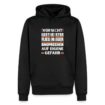 Ne parlez pas à des carreleurs stressés ! - Sweat à capuche Premium bio Homme - noir - Devant - Nico (187cm)