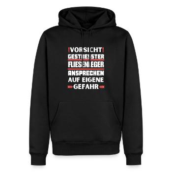 Gestresster Fliesenleger nicht ansprechen! - Männer Premium Bio Hoodie - Schwarz - Vorne - Nico (187cm)