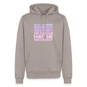 Hast Du Meine Motivation Gesehen? Der... - Männer Premium Bio Hoodie - Taupe - Vorne - Nico (187cm)