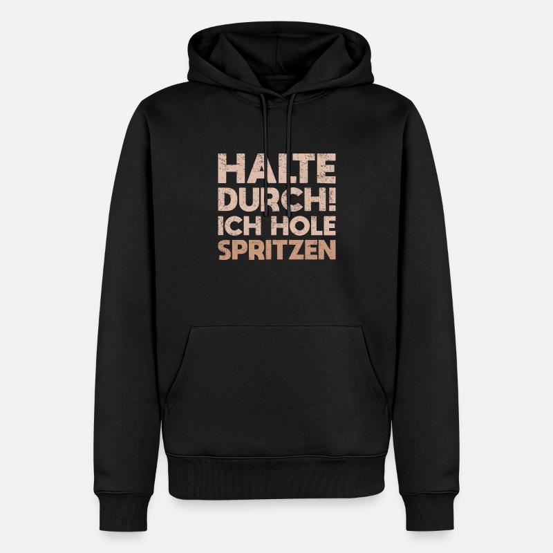 Halte Durch! Ich Hole Spritzen - Männer Premium Bio Hoodie - Schwarz