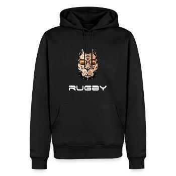 rugby rugbyspieler rugbyverein rugby-union - Männer Premium Bio Hoodie - Schwarz - Vorne - Nico (187cm)