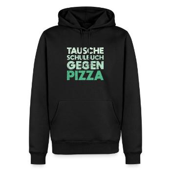 Tausche Schulbuch Gegen Pizza - Männer Premium Bio Hoodie - Schwarz - Vorne - Nico (187cm)