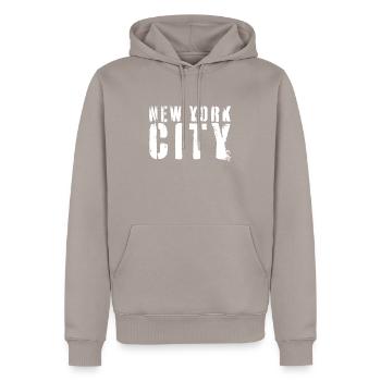 Ville de New York - Sweat à capuche Premium bio Homme - taupe - Devant - Nico (187cm)