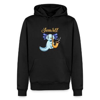 Saxolotl Pun Design for Axolotl Lovers - Men’s Premium Organic Hoodie - black - Front - Nico (187cm)