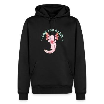 I Like You A Lotl Pun Design für Axolotl-Liebhaber - Männer Premium Bio Hoodie - Schwarz - Vorne - Nico (187cm)