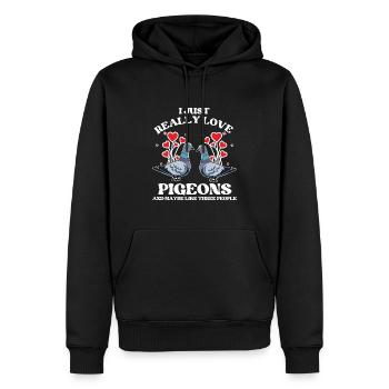 Really Love Pigeons Design für Taubenliebhaber - Männer Premium Bio Hoodie - Schwarz - Vorne - Nico (187cm)